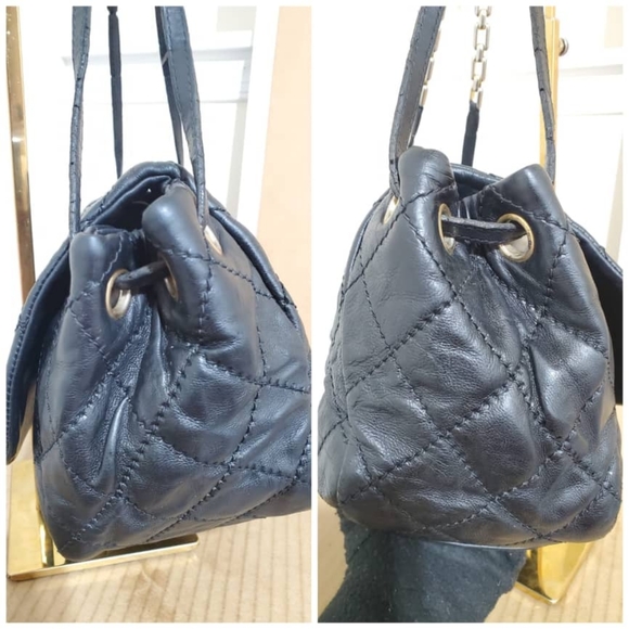 Authentic CHANEL Calfskin Quilted Retro Chain Accordion Flap Black - Picture 8 of 12